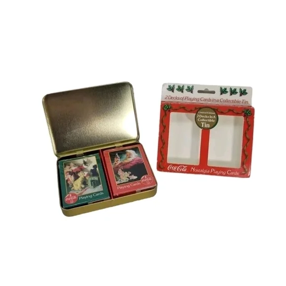 Coca-Cola Christmas Santa Nostalgic Playing Cards W/Tin 1996 Limited Edition New - Picture 6 of 10